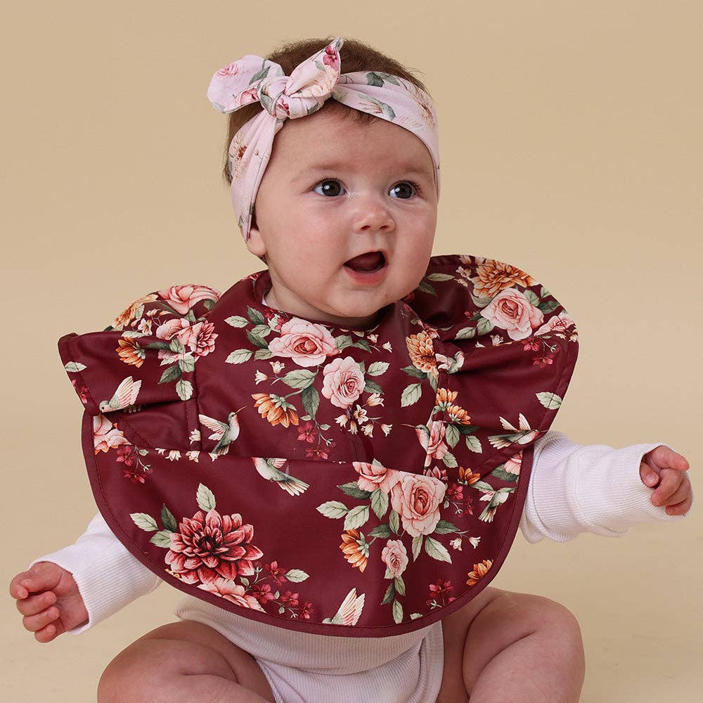 Floral Flutter Frill Snuggle Bib