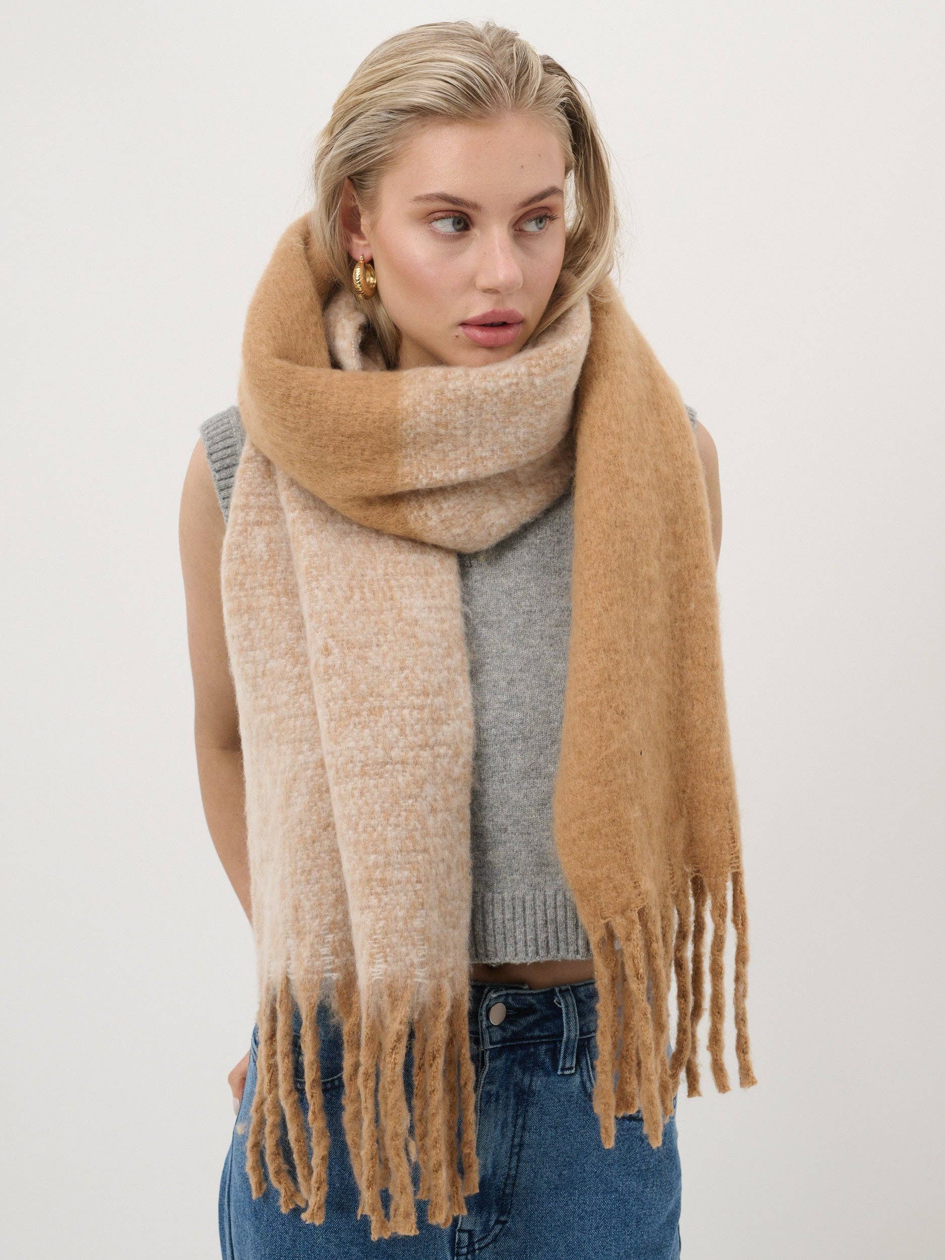 Caramel Duotone Fluffy Scarf