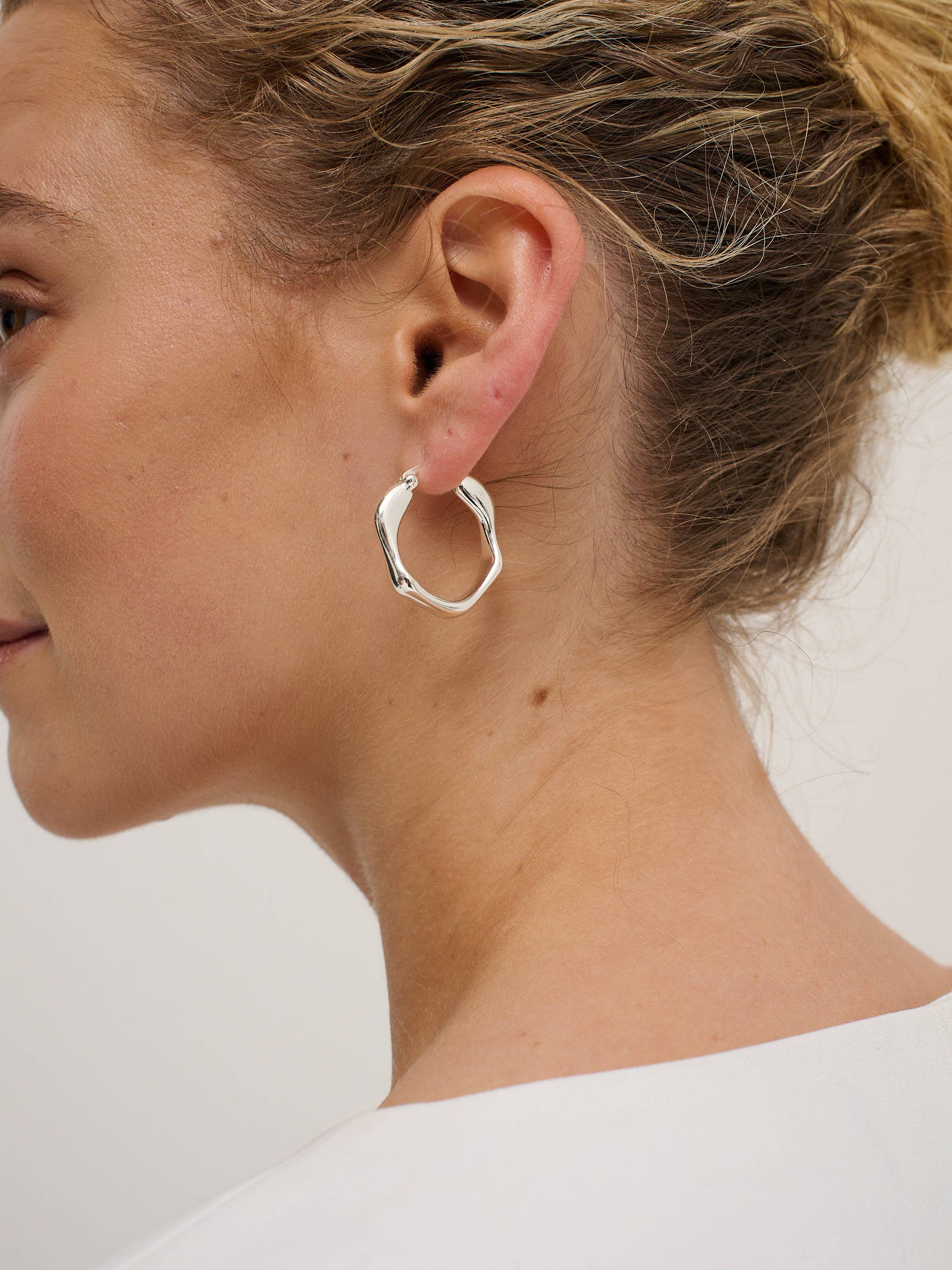 Wavy Textured Silver Plated Earrings